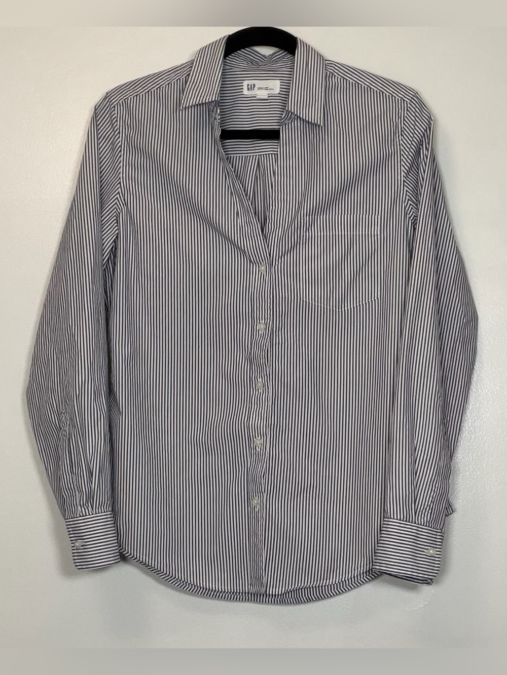 GAP Women’s Perfect Shirt 80s Superfine Poplin Navy and White - Picture 1 of 8